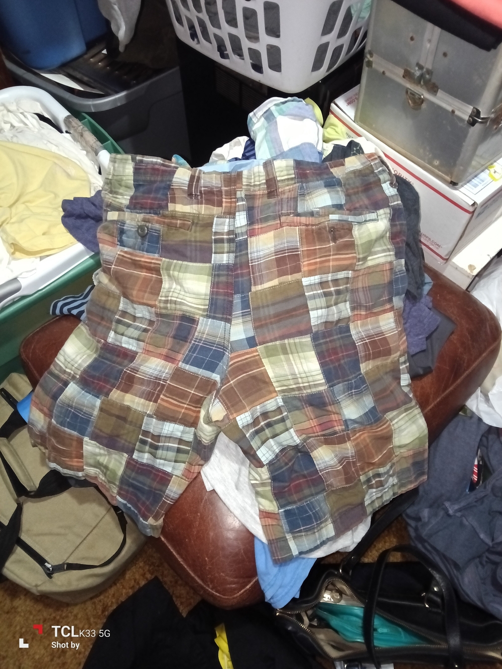 Arrow Men's Patchwork Plaid Cargo Shorts - Brown, Blue, Green